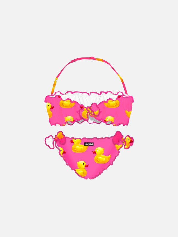 Girl bandeau bikini with ducky print