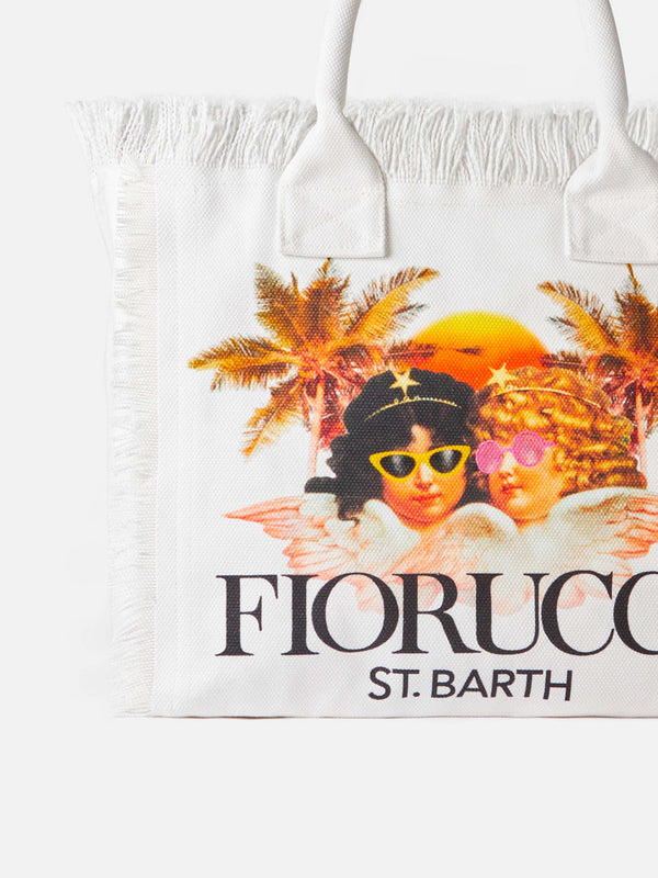 Vanity white canvas shoulder bag with Fiorucci angels print | FIORUCCI SPECIAL EDITION