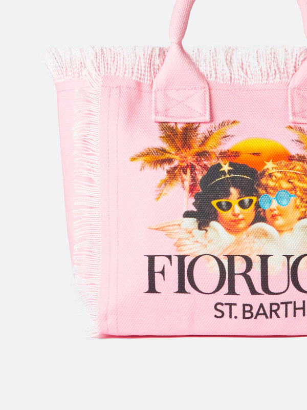 Colette pink cotton canvas handbag with Fiorucci Angels print | FIORUCCI SPECIAL EDITION