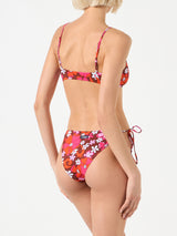 Woman bralette bikini with retro flower print