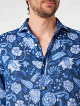 Man linen Pamplona shirt with flower print