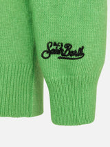 Boy fluo green sweater with Off-Piste lettering