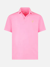 Fluo pink cotton jersey man polo