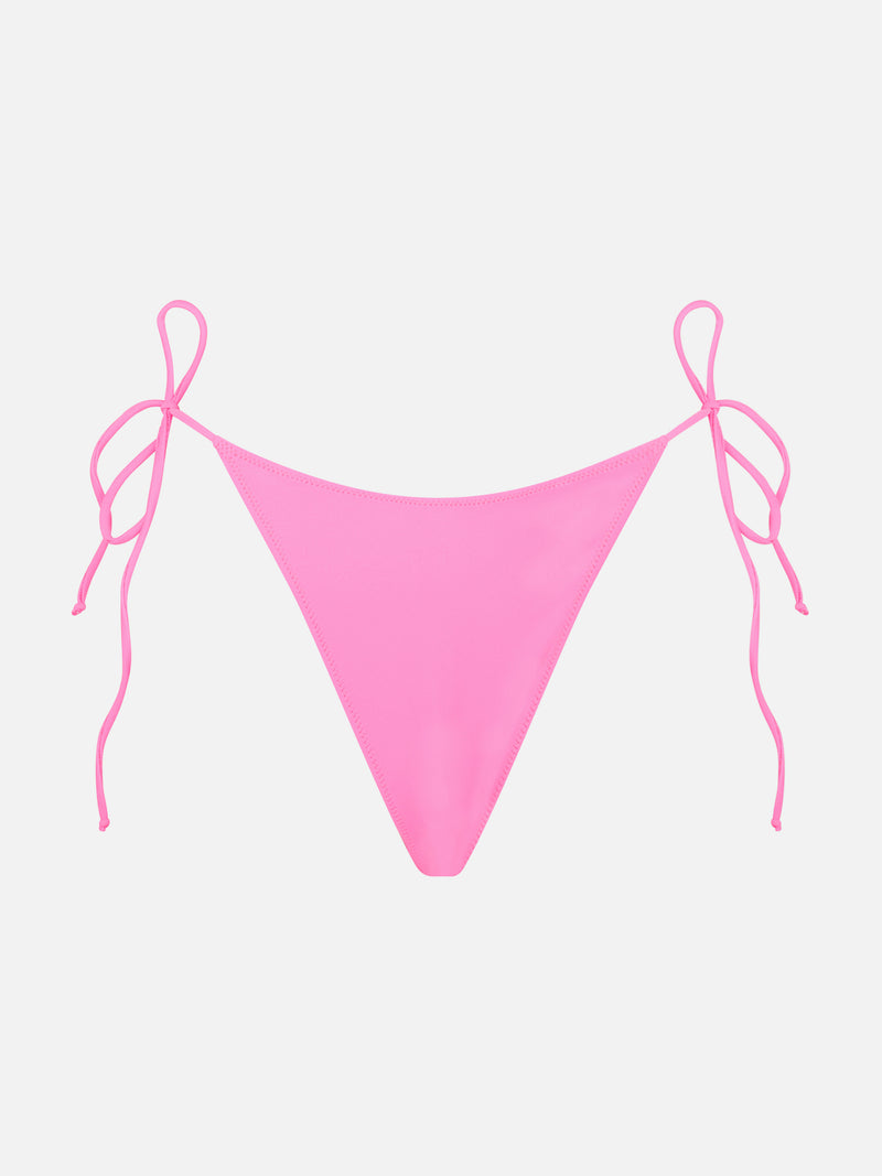 Woman fluo pink cheeky swim briefs