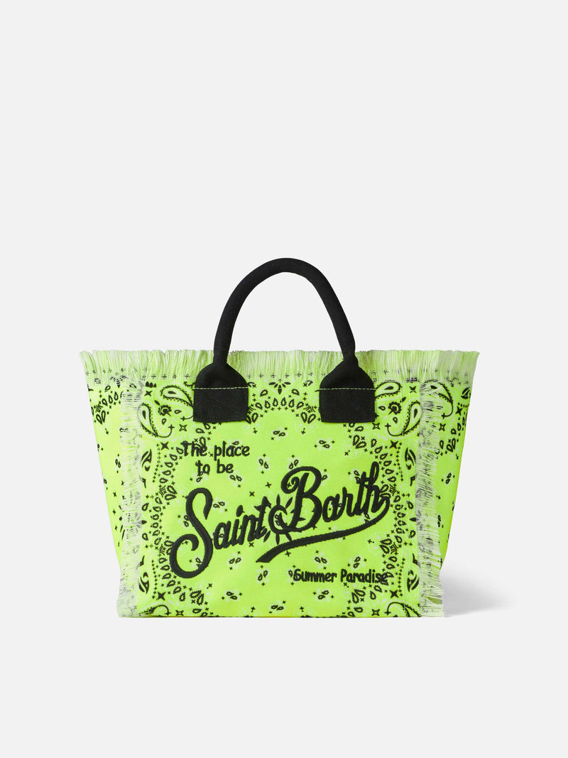 Colette – Handtasche in Neongelb mit Bandana-Aufdruck
