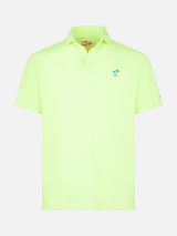 Fluo yellow cotton jersey man polo