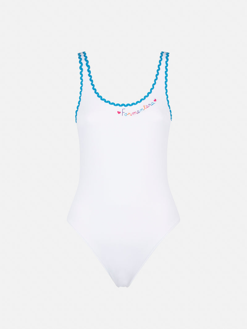 One piece swimsuit with Formentera embroidery