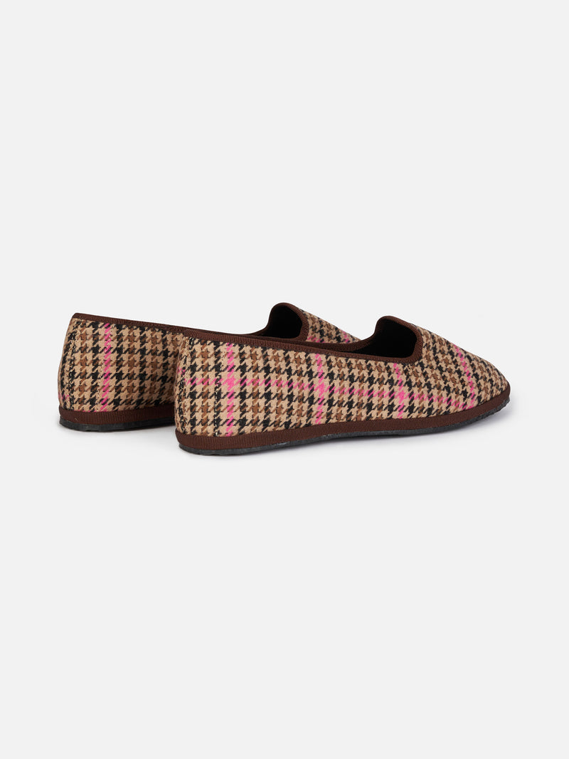 Woman pied de poule slipper loafers | MY CHALOM SPECIAL EDITION