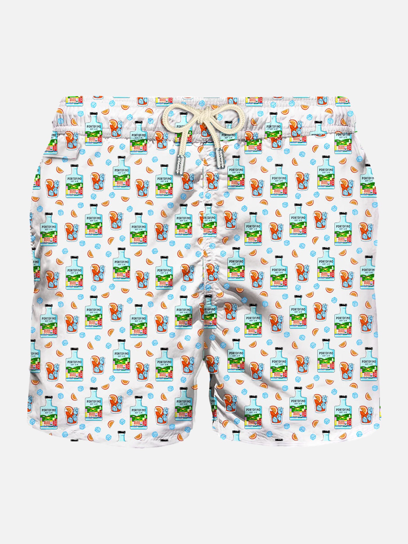 Man light fabric swim shorts with Gin print | PORTOFINO DRY GIN SPECIA ...