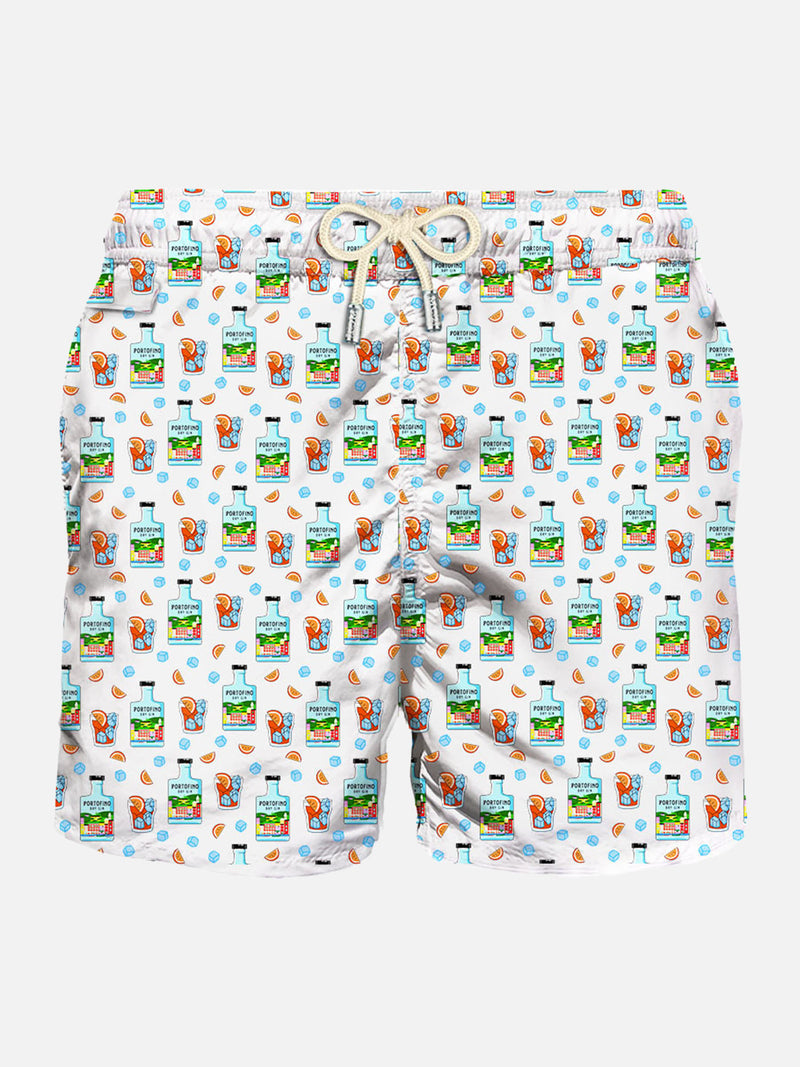 Man light fabric swim shorts with Portofino Dry Gin print | Portofino Dry Gin Special Edition