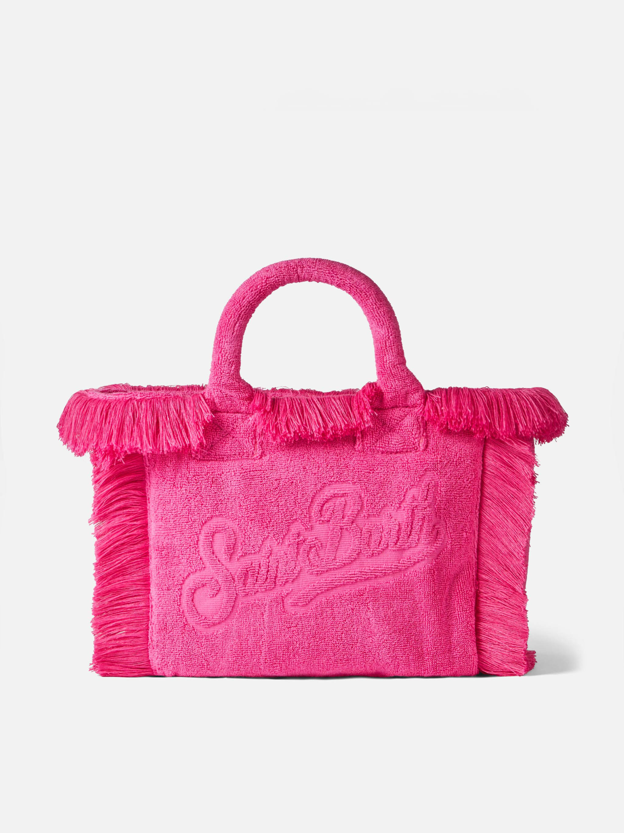 Colette fuchsia terry soft handbag with embossed logo – MC2 Saint Barth