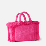 Colette fuchsia terry soft handbag with embossed logo