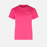 Woman fucsia cotton t-shirt with embroidery