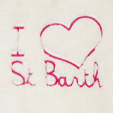 Girl furry white jacket with I Love St. Barth embroidery