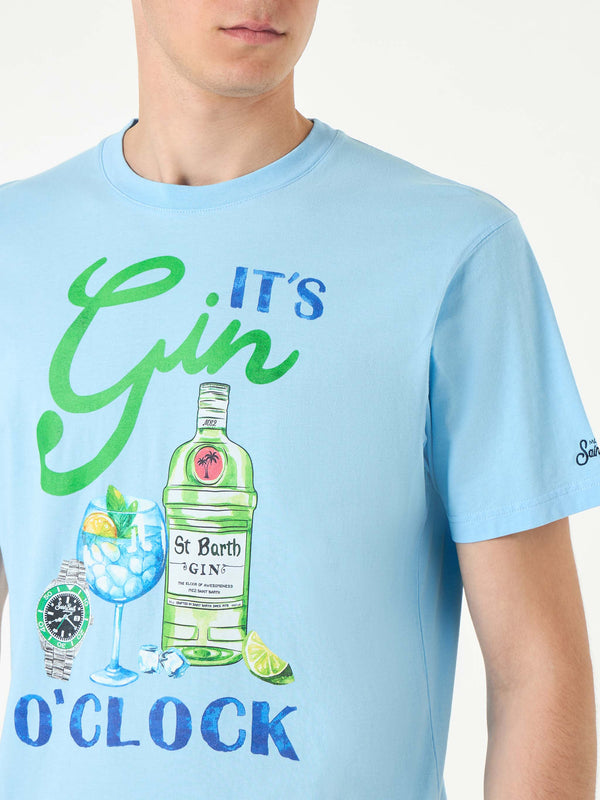 Man cotton t-shirt with It's Gin o'clock print