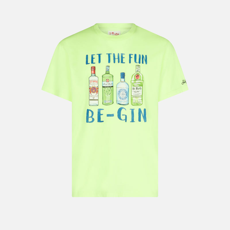 Man cotton t-shirt with Let the Fun Be-Gin print