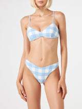 Gingham bralette bikini with cheeky swim briefs