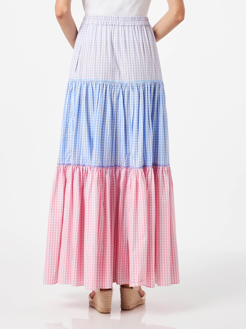 Gingham print cotton skirt