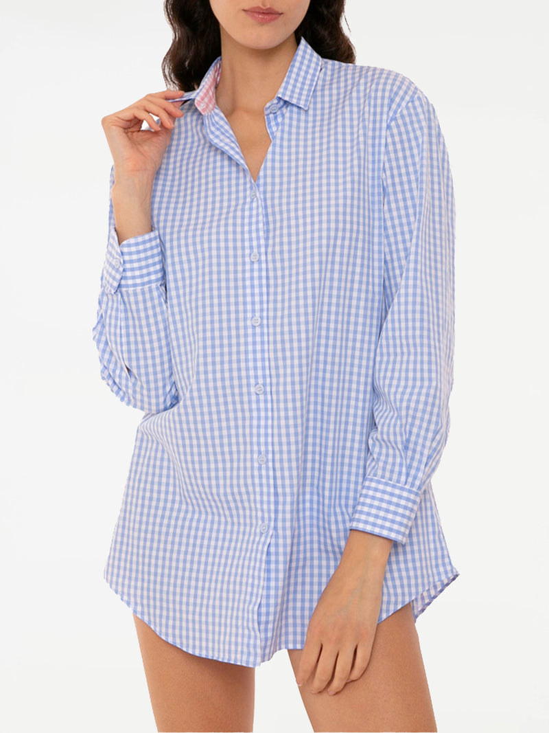 Gingham shirt with St. Barth embroidery