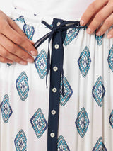 Light blue flower gipsy print long skirt