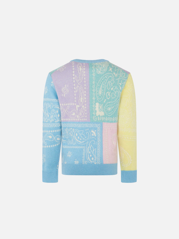 Girl bandanna print brushed sweater