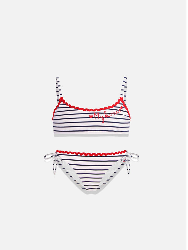Mädchen-Bikini-Badeanzug mit Mykonos-Stickerei