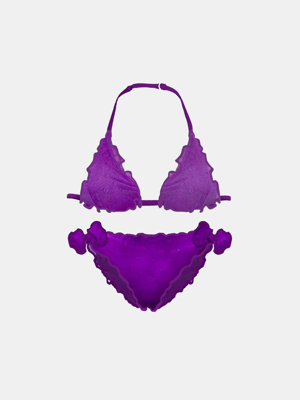 Girl purple triangle bikini