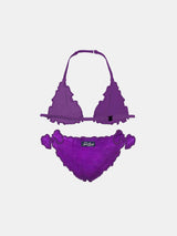 Girl purple triangle bikini