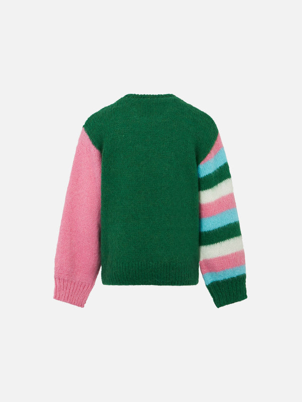 Girl boxy shape soft sweater with Comme Ci Comme Ça embroidery