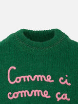 Girl boxy shape soft sweater with Comme Ci Comme Ça embroidery