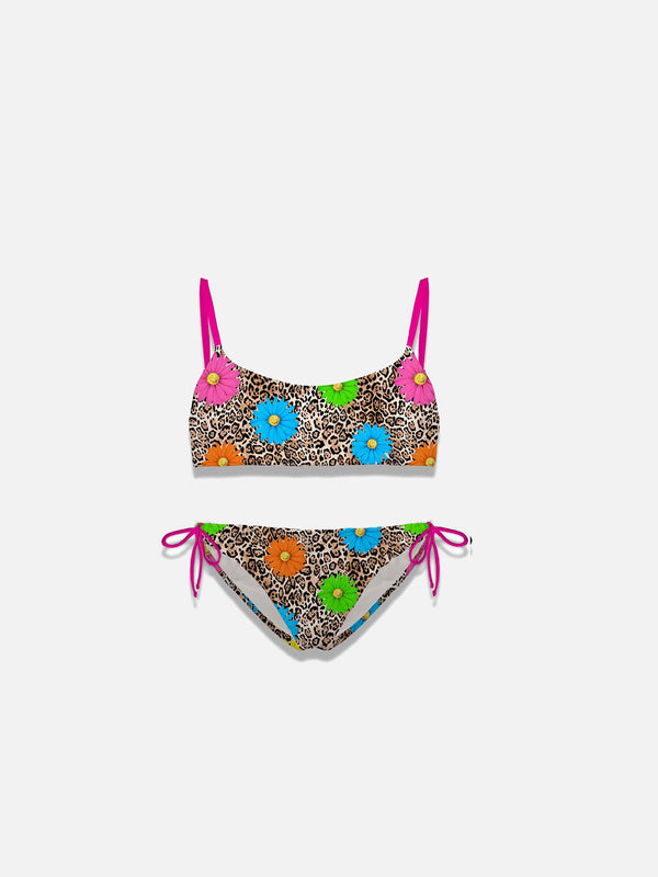 Girl bralette bikini with leopard print