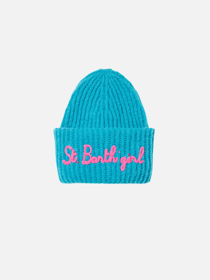 Girl brushed and ultra soft beanie with St. Barth girl embroidery