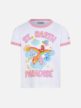 Girl cotton t-shirt with St. Barth paradise print