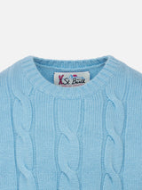 Girl crewneck braided sweater with Saint Barth lurex print