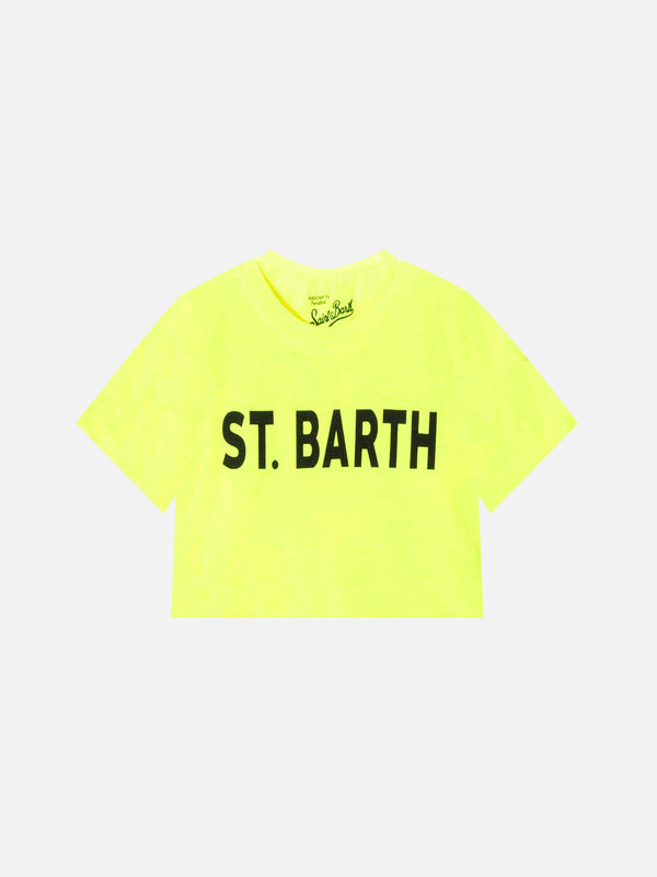 T-shirt corta da bambina giallo fluo