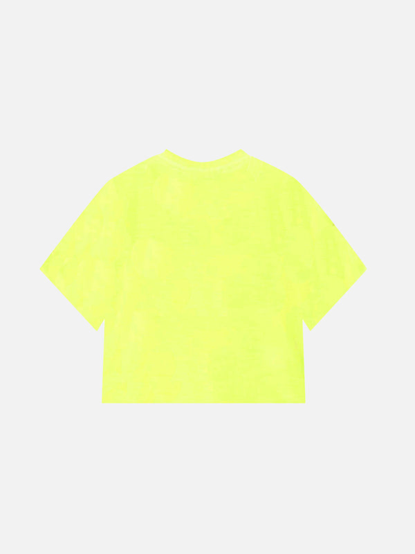 T-shirt corta da bambina giallo fluo