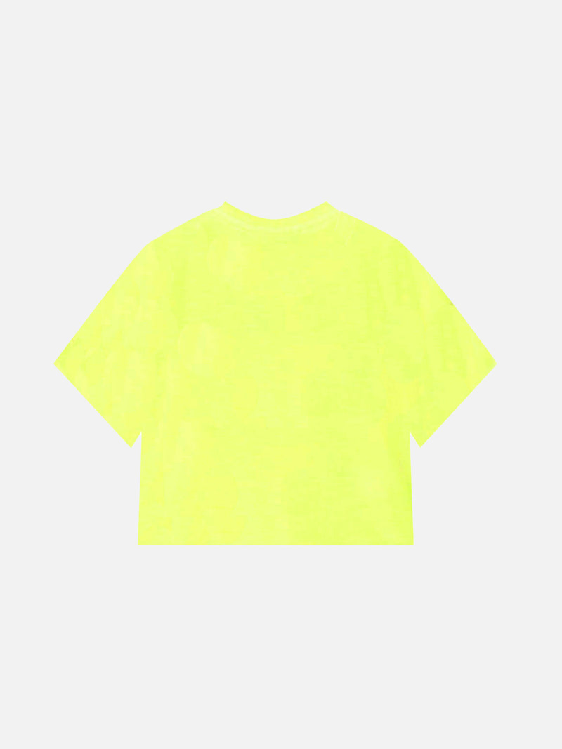 Girl fluo yellow crop t-shirt