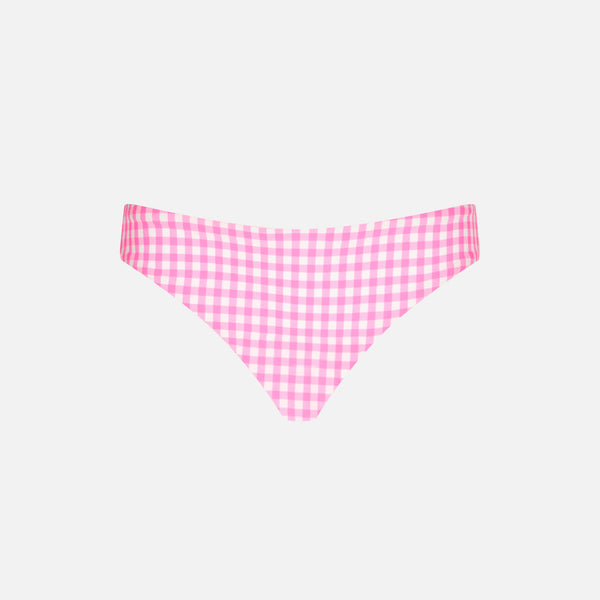 Girl swim briefs with white and pink vichy print