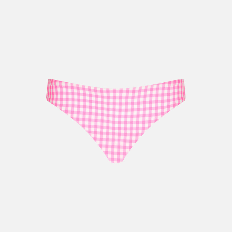 Girl swim briefs with white and pink vichy print