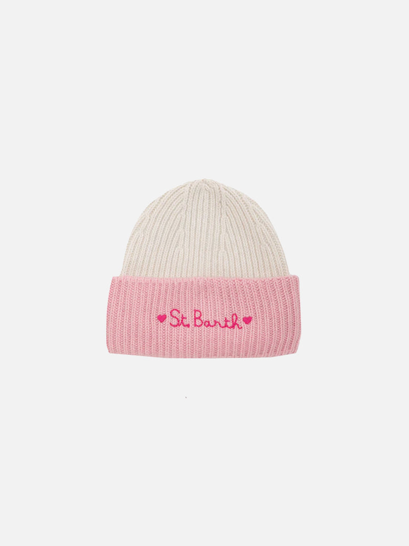 Girl knit beanie with St. Barth embroidery