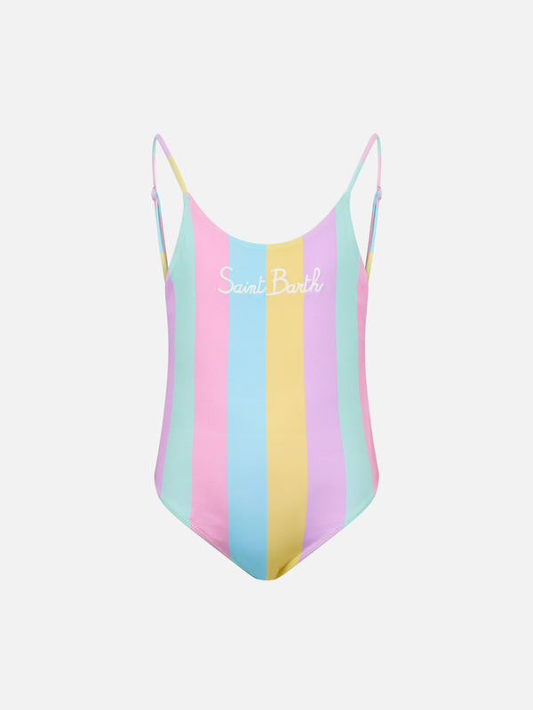 Girl multicolor striped one-piece swimsuit Cecille Jr