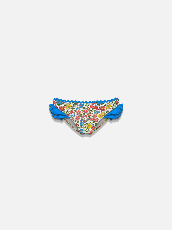 Rüschen-Badehose für Mädchen mit Blumendruck | Hergestellt aus Liberty-Stoff