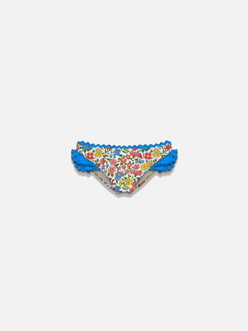 Girl ruffled swim briefs with flower print | Made with Liberty fabric