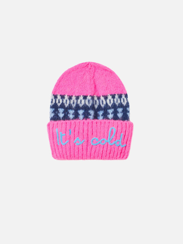 Girl soft beanie with nordic jacquard print
