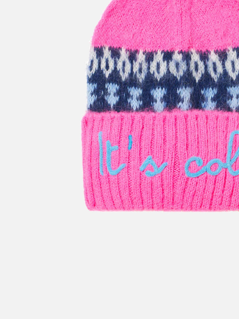 Girl soft beanie with nordic jacquard print