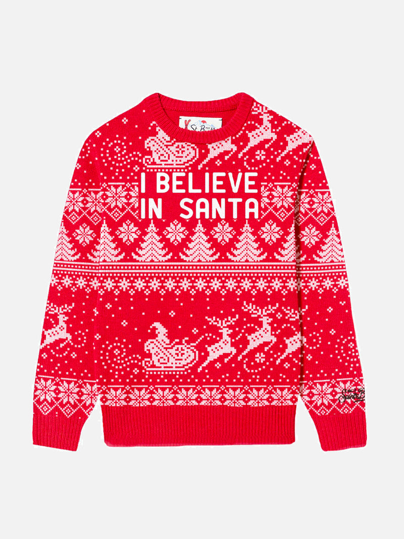 Girl sweater with I believe in Santa lettering