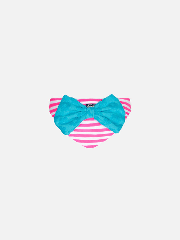 Girl swim briefs with pink and white stripes