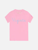 Pink  t-shirt girl s  with embroided writing