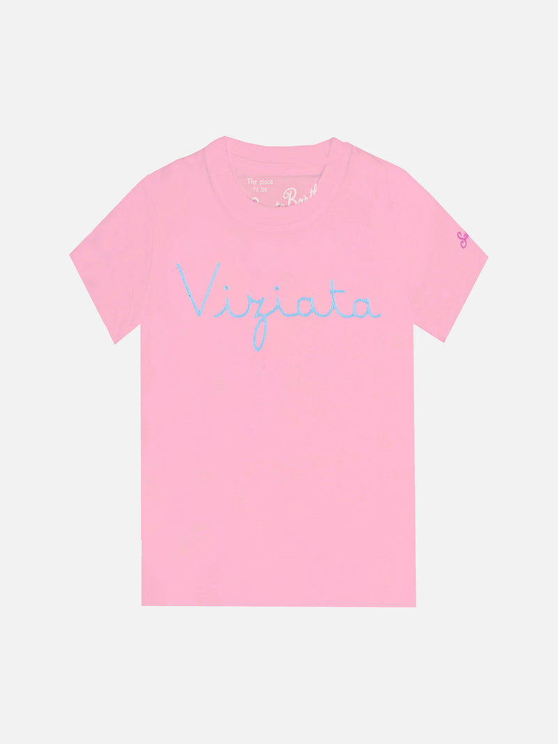 Pink  t-shirt girl s  with embroided writing