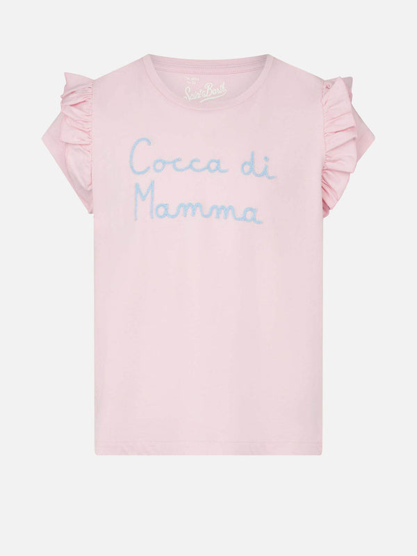 T-shirt da bambina con ricamo Cocca di mamma